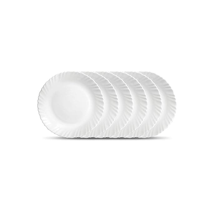 LaOpala Diva, Classique Collection, Opal Glass Quarter Plate Set 6 pcs, Plain White