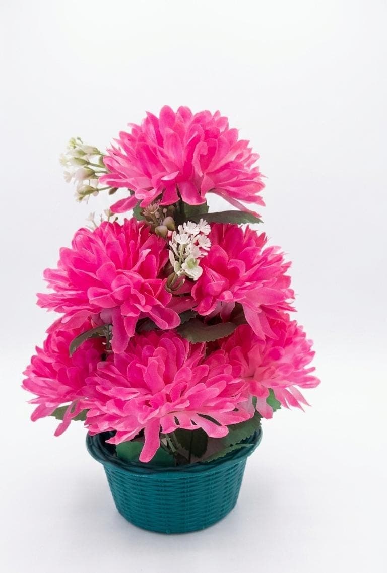 Artificial Flower Pot for Home Decor | Premium Plastic Plant with White Pot,Rose Artificial Flower