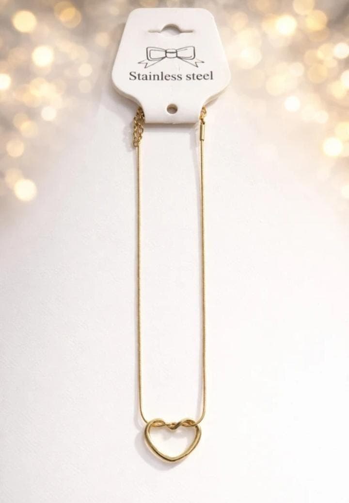 Open Heart Pendant Necklace For Women & Girl,Minimalist Style , Daily Wear