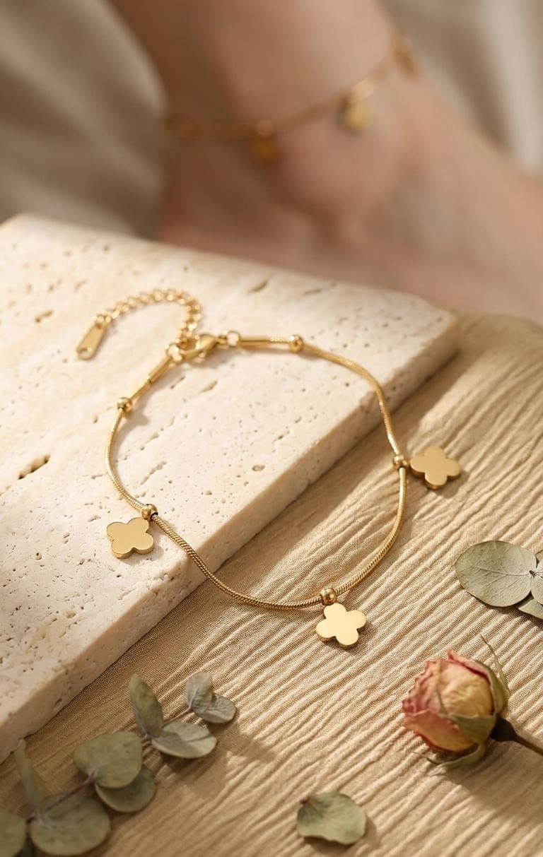 Elegant Gold-Plated Clover Charm Bracelet