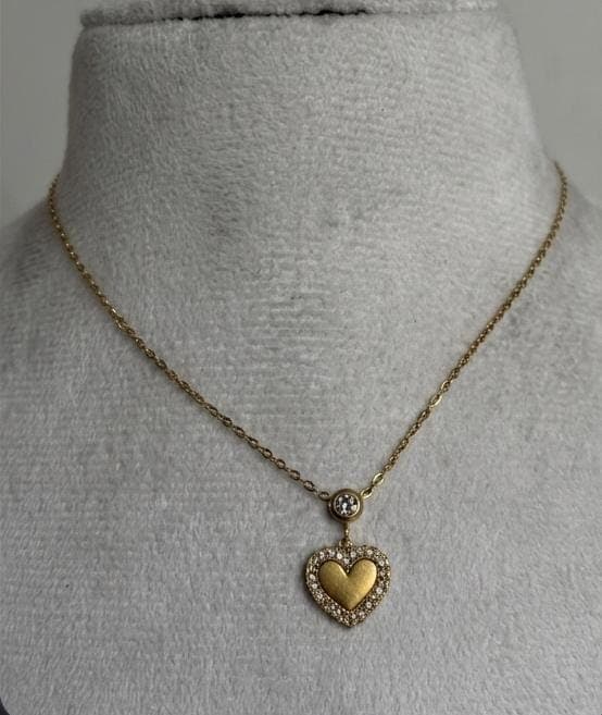 Gold -Plated Crystal Heart Pendant Necklace