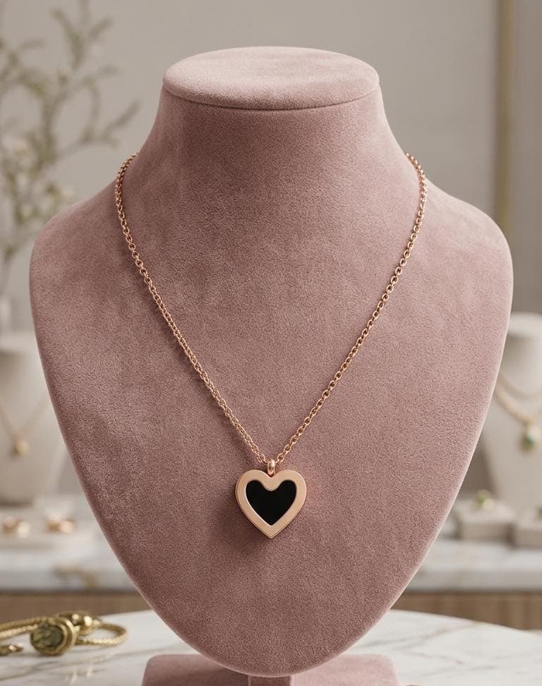 Rose Gold Plated Reversible Heart-Shaped Pendant Necklace