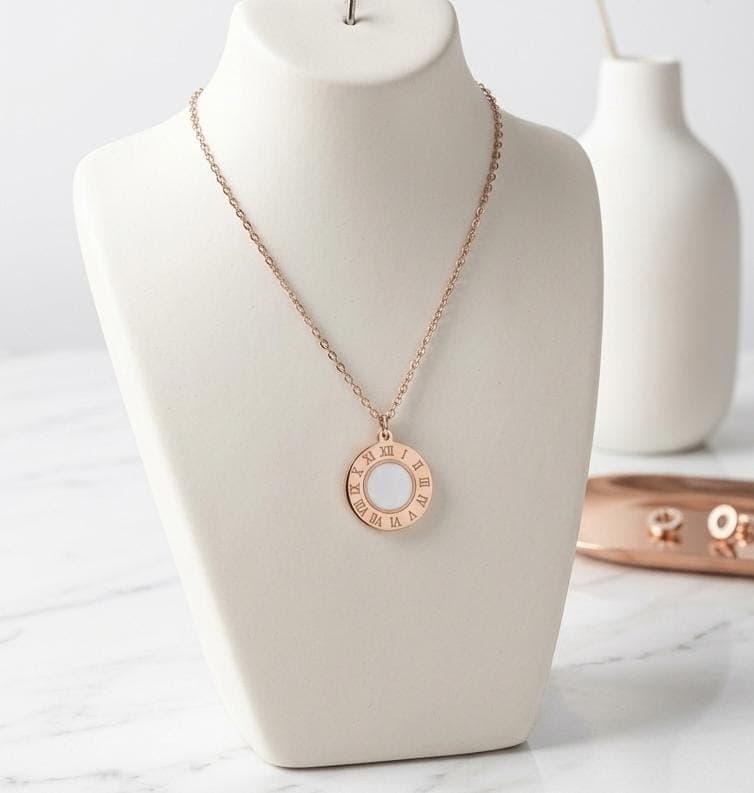 Double -Sided Roman Numerals Pendant Necklace