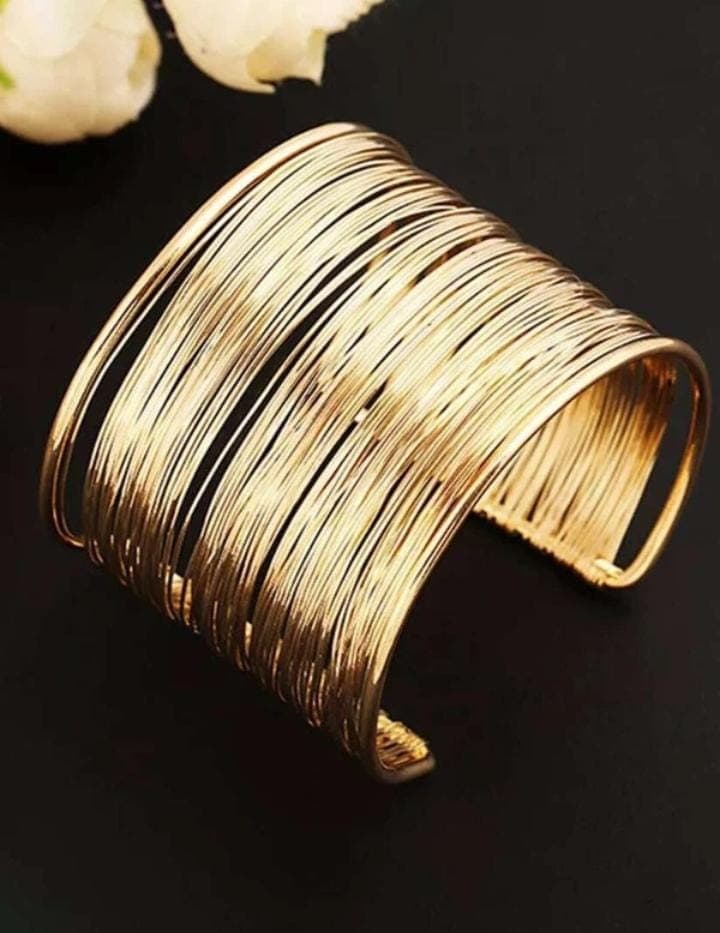 Stainless Steel Gold Plated Bangla