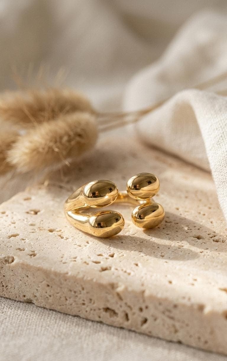 Gold Plated Open Pebble Ring