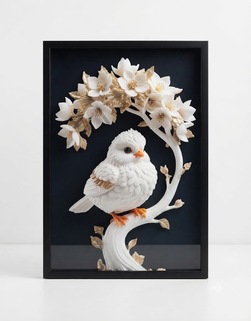 Swariya Art Modern Birds& Floral Print Art