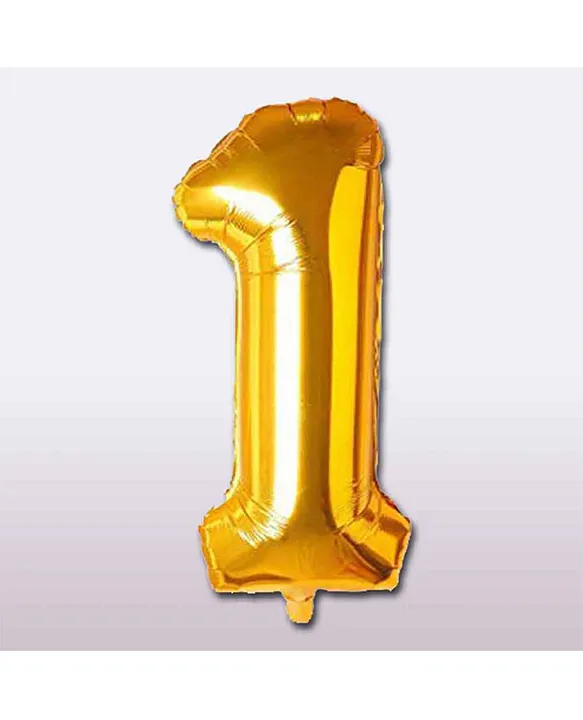 Decor Mantra 16 inch 1 number foil balloon perfect for birthday decoration and special occasions - Gold - Pack of 1